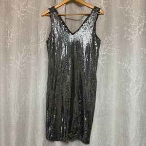 Elegant Grey Sequin Dress